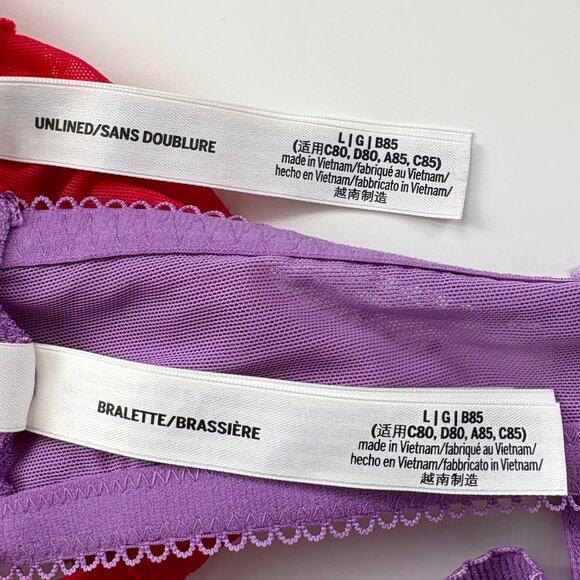 PINK Victoria’s Secret Bundle of 2 Wink Unlined Scoop Lace Bralettes Size Large - Picture 11 of 13